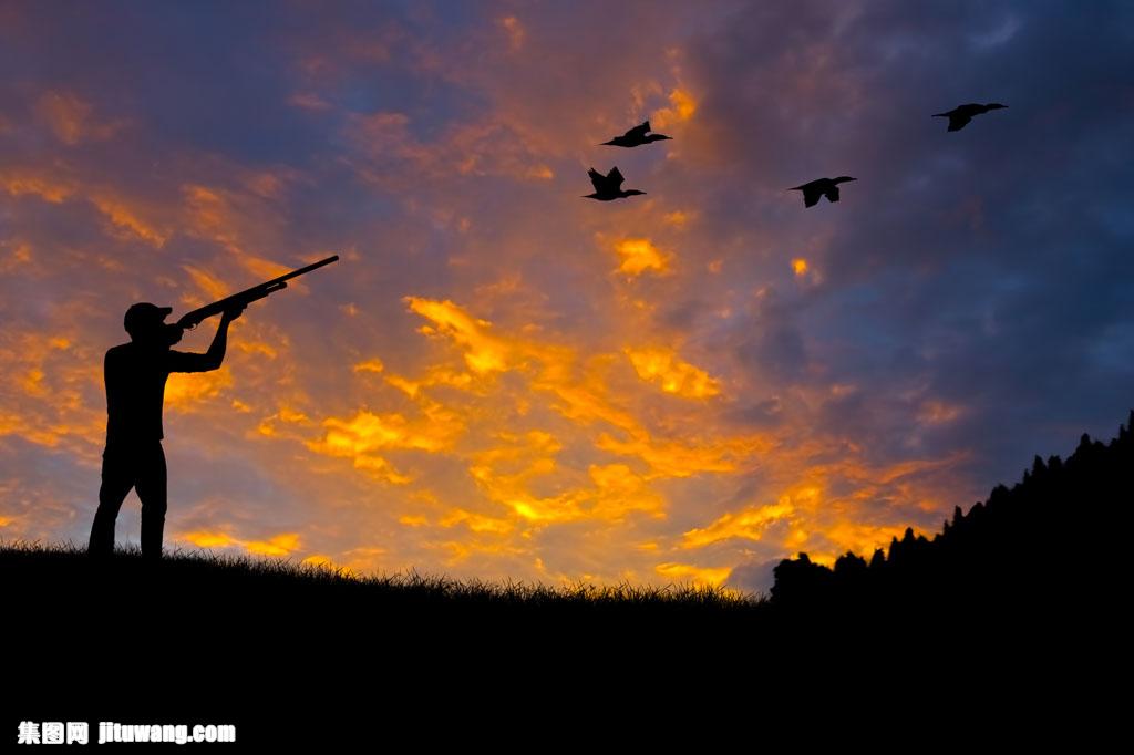 开枪打鸟的猎人 图片素材下载-其他类别-生活百