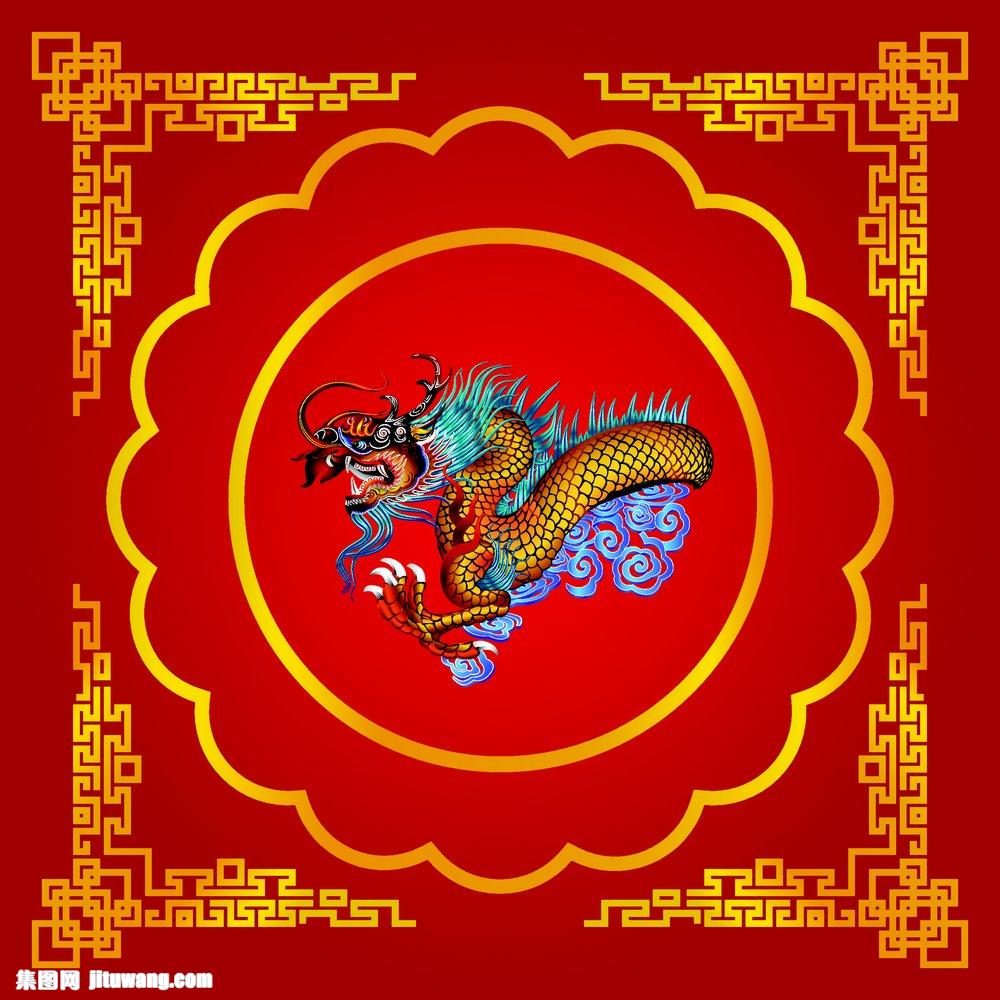 红色背景上的龙图片