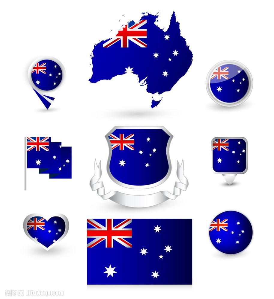 集图网 矢量素材 行业标志 澳大利亚地图和国旗    收藏 关键词