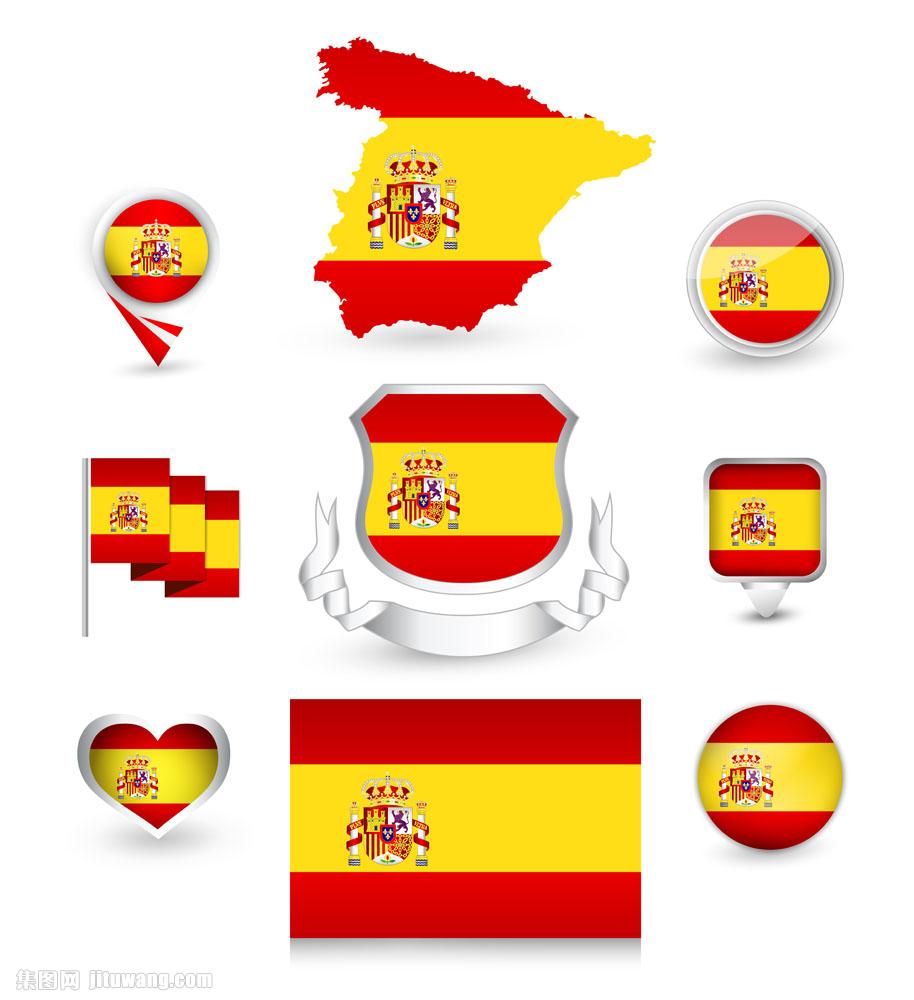 西班牙国旗和地图矢量素材下载-行业标志-标志图标-矢量素材 - 集图网 www.jituwang.com