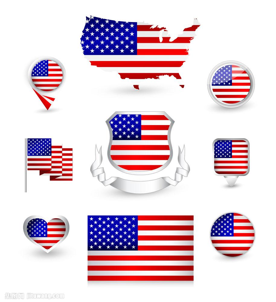 美国国旗和地图矢量素材下载-行业标志-标志图标-矢量素材 - 集图网 www.jituwang.com