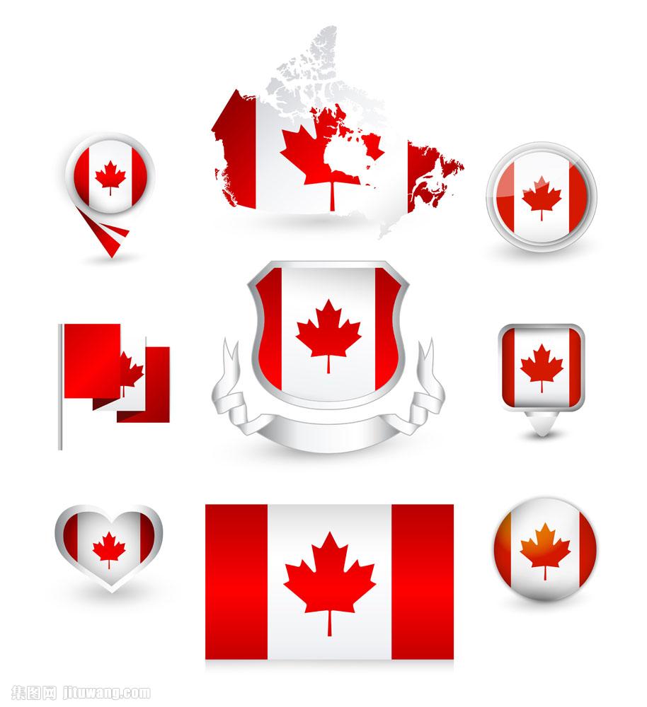 加拿大国旗和地图