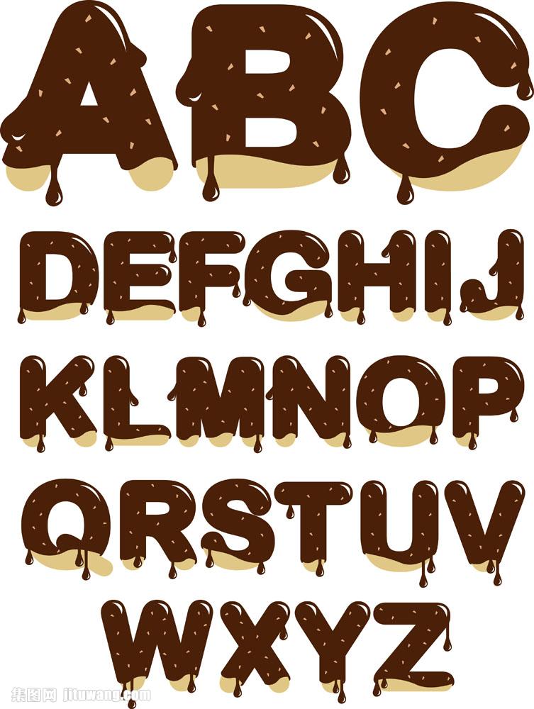 关键词:巧克力字母字体图片下载,个性创意英文字体,艺术字母字体,英文