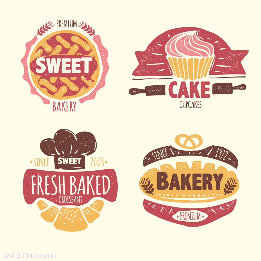 面包蛋糕标签矢量素材下载-徽标徽章标帖-标志图标
