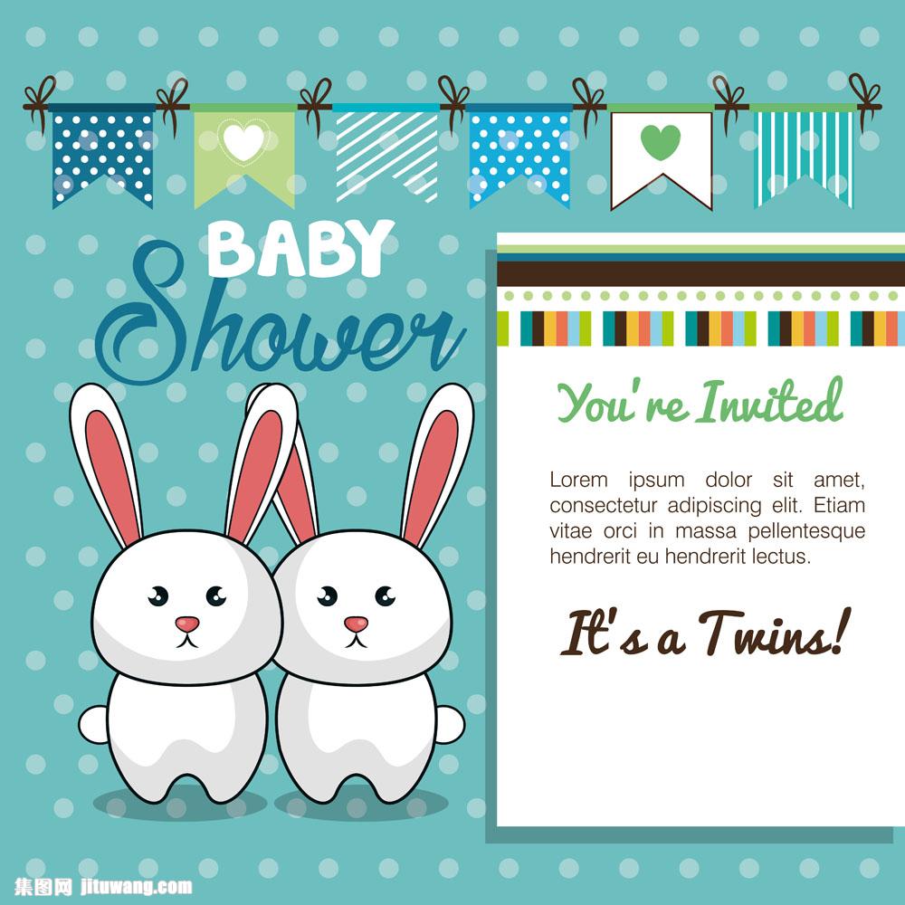 小兔子婴儿卡片矢量素材下载(图片id:762885)_-名片