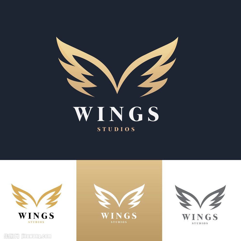 金色翅膀logo设计矢量素材下载-行业标志-标志图标