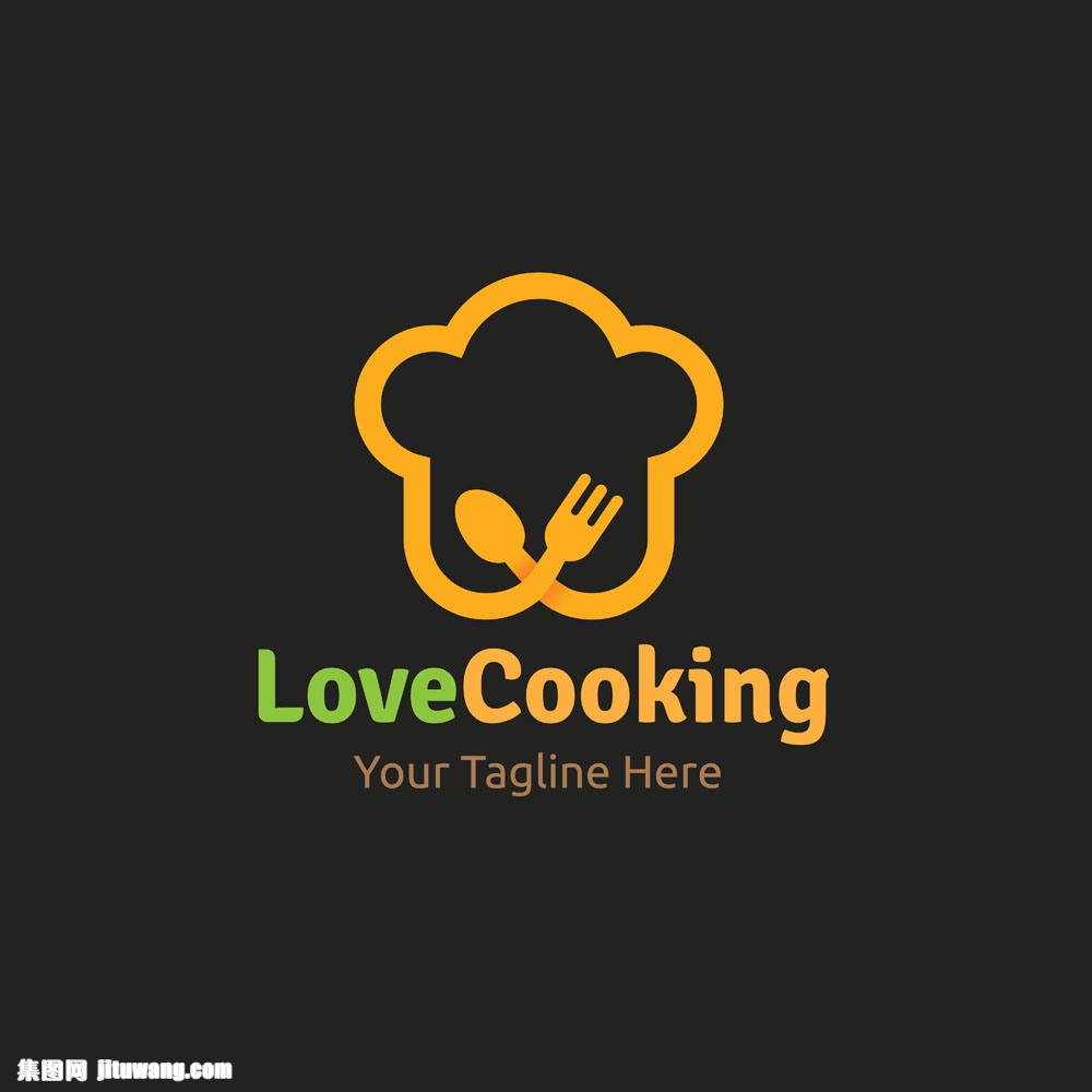 厨师帽,叉子,勺子,美食标志,餐厅logo设计,商标设计,标志设计,创意