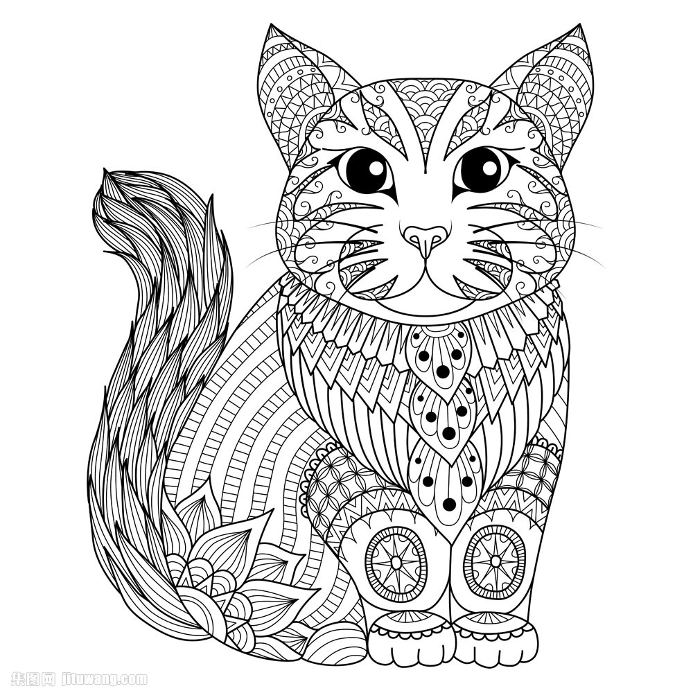 卡通猫咪线形插画