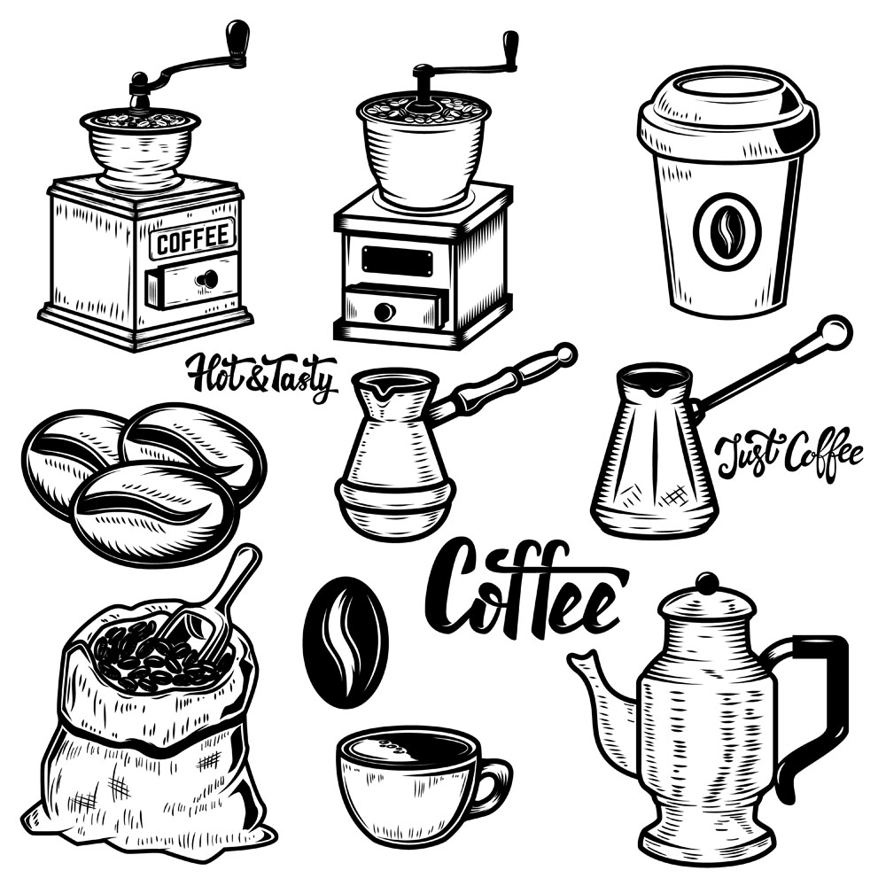 咖啡手绘素材插画