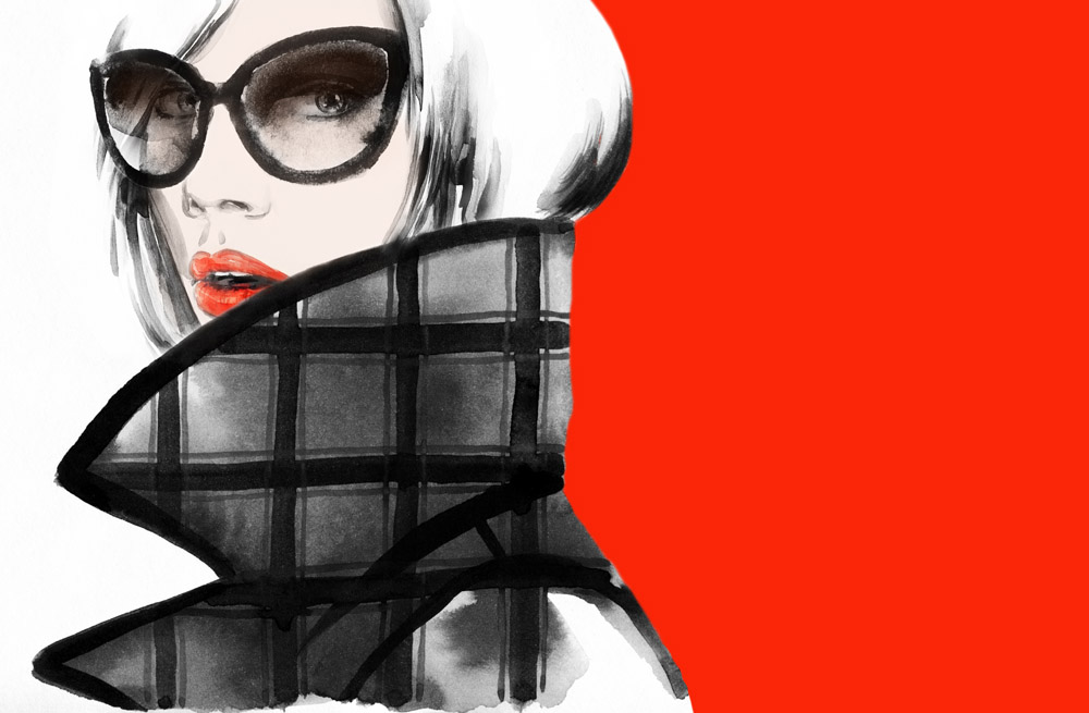 戴眼镜的女人插画