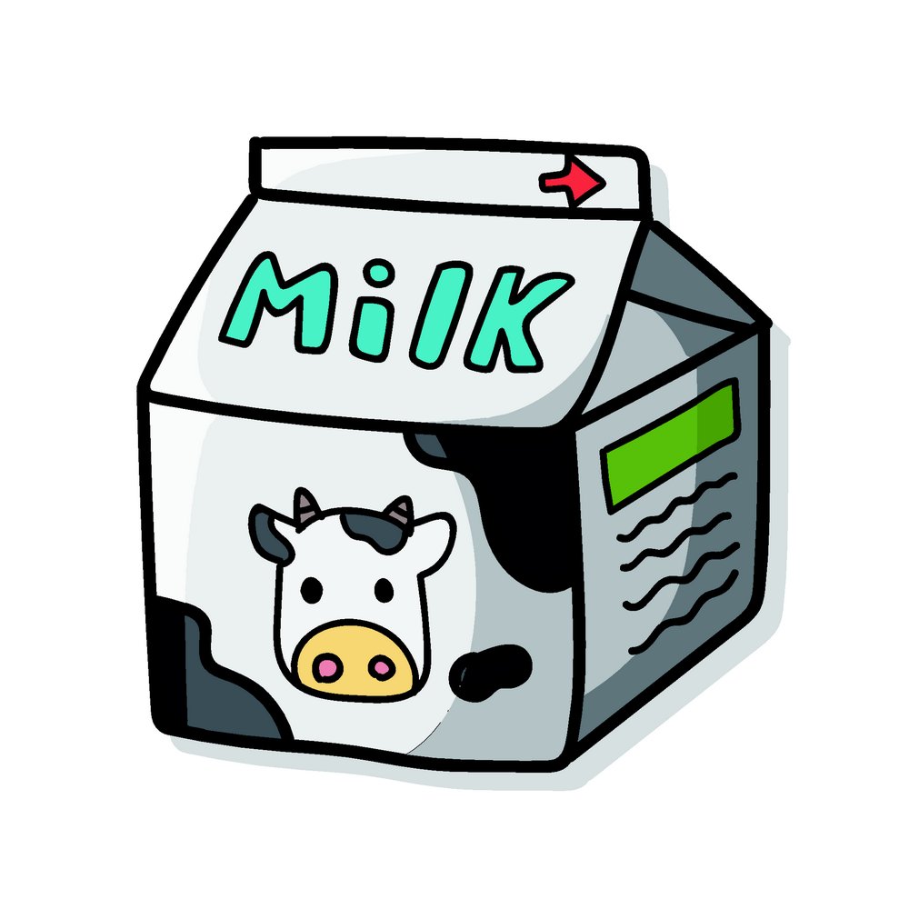 盒装牛奶漫画矢量图片,卡通奶牛,盒装牛奶,卡通美食漫画,卡通牛奶