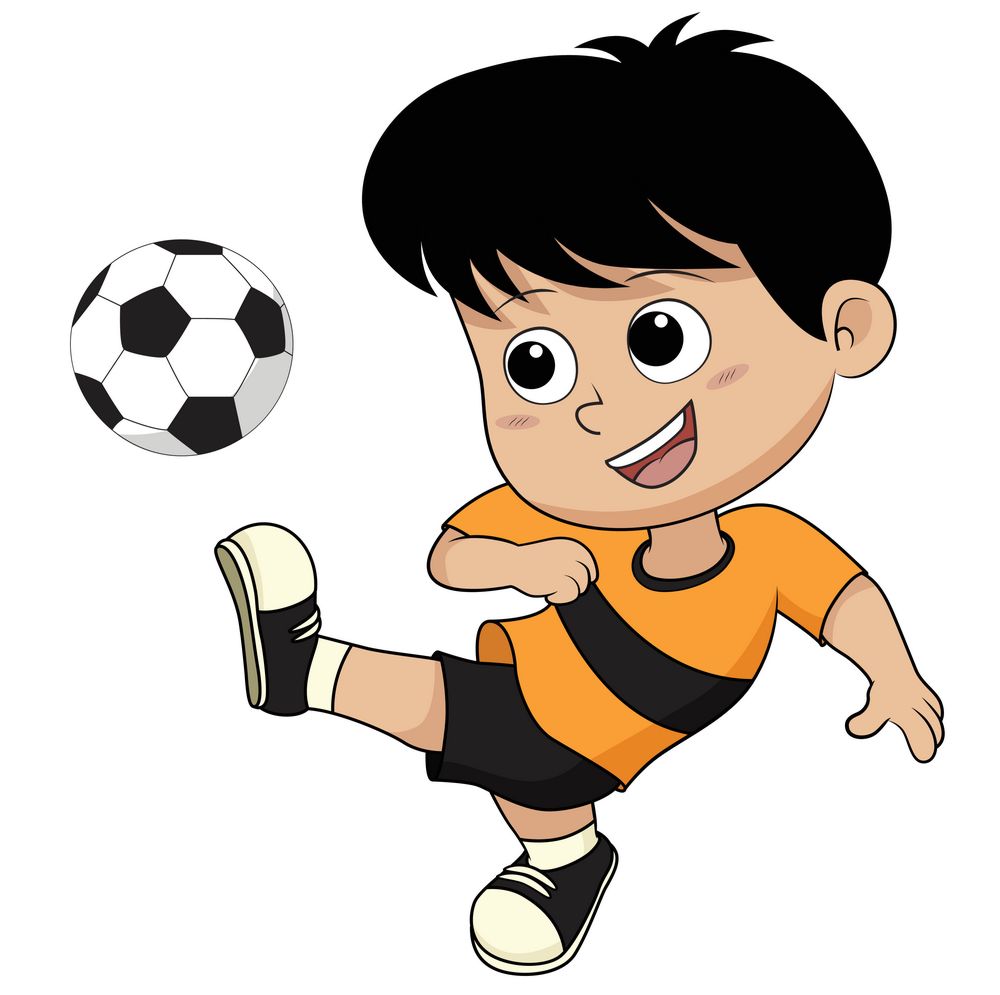 踢足球男孩矢量素材下载-卡通形象-矢量人物-矢量素材
