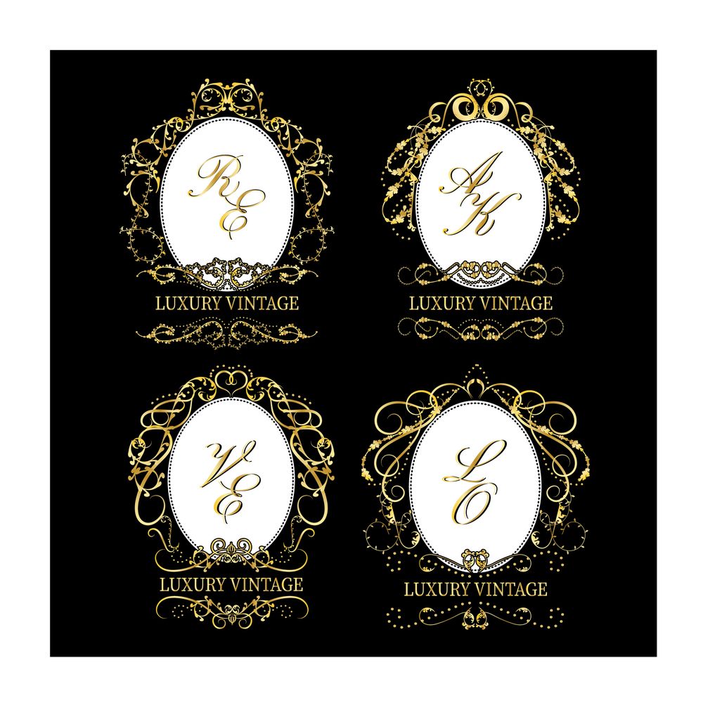 金色边框欧式logo图片