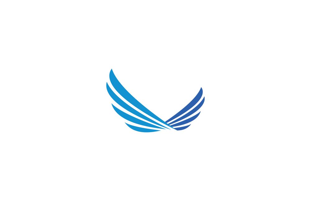 蓝色线条翅膀标志