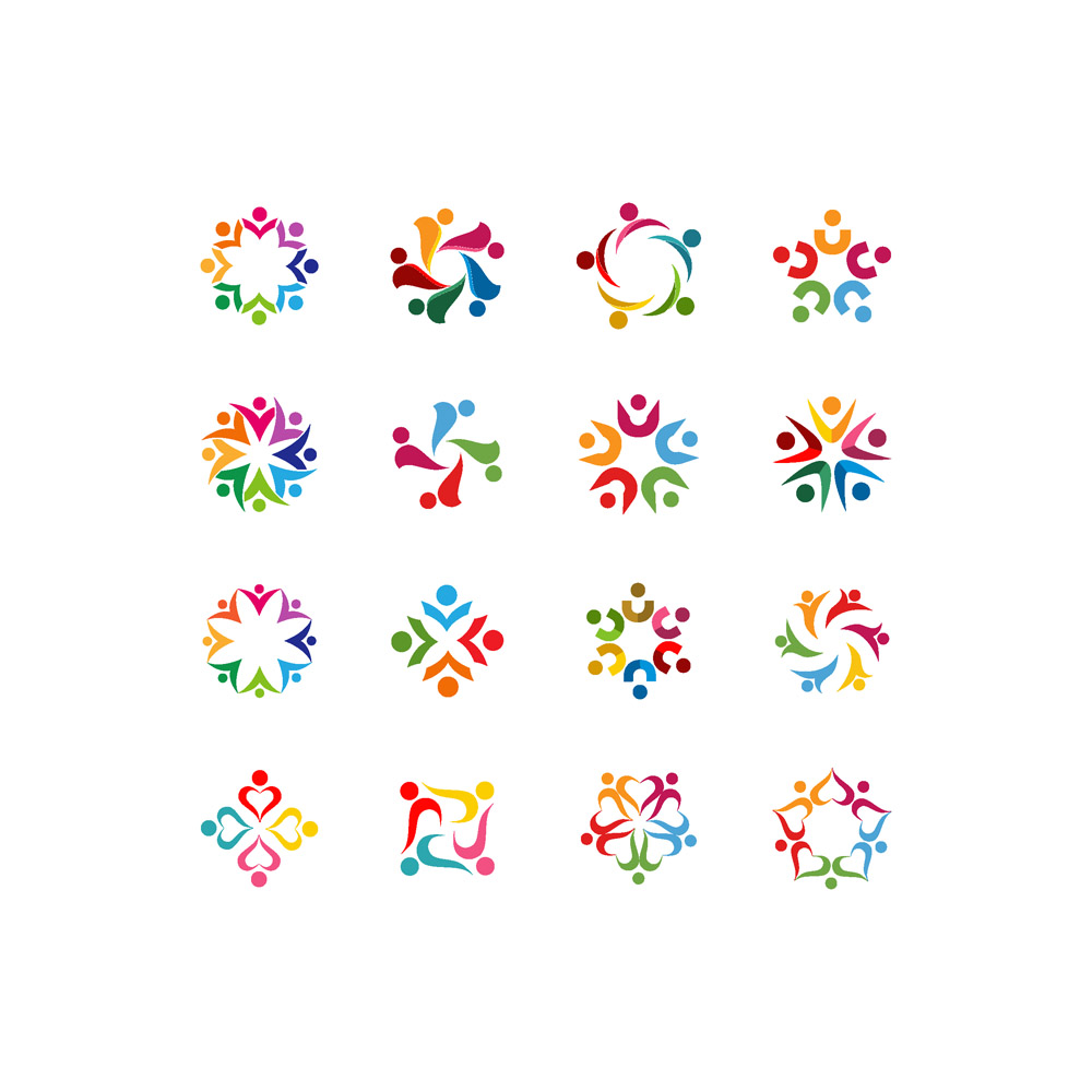 收藏 关键词:彩色几何人物标志图片下载,个性创意标志,logo设计,创意