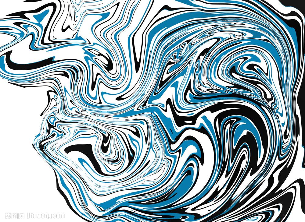 蓝黑色大理石波纹背景