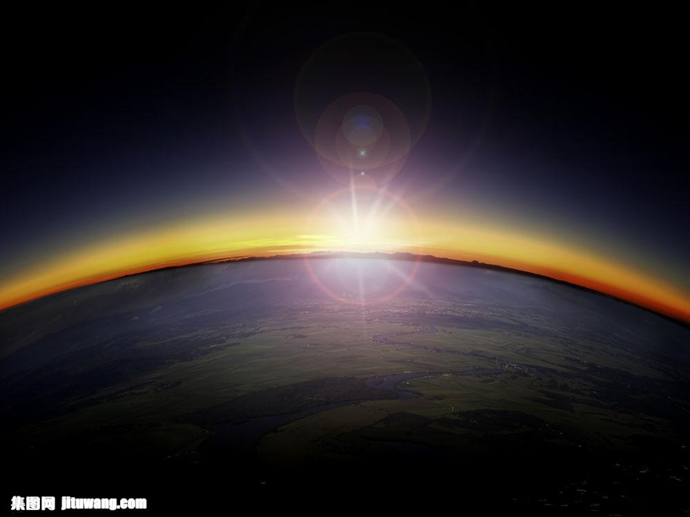 太阳光照射地球图图片