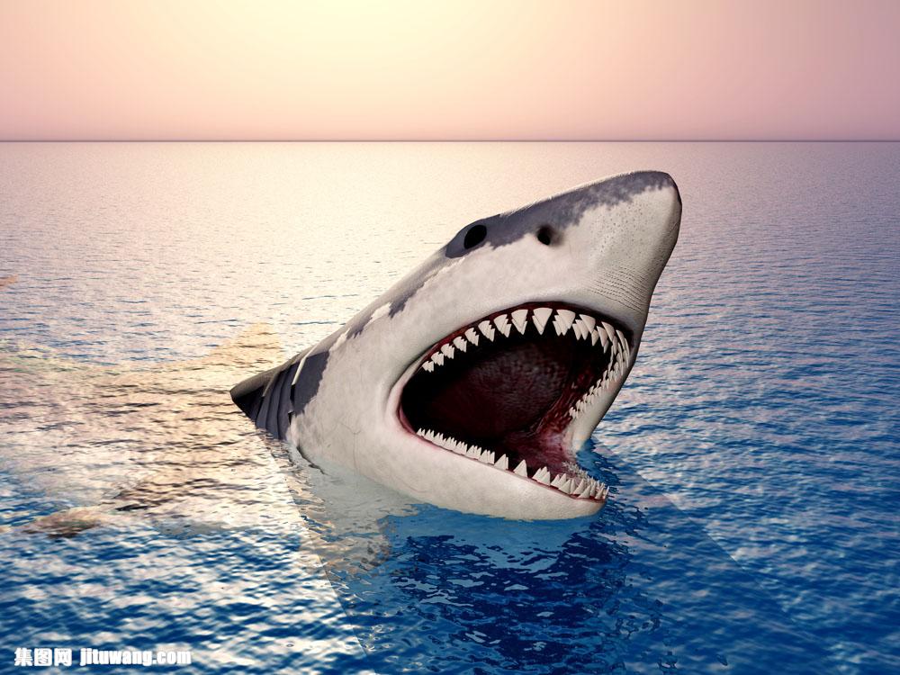 张开大嘴的3d鲨鱼图片