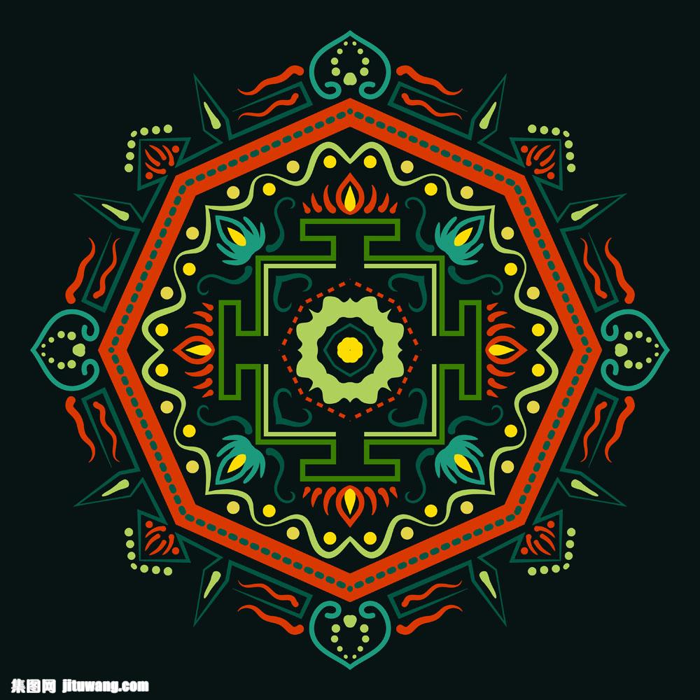 蔓荼萝花纹,花盘花纹,古典花纹,传统花纹,精美花纹图案,花纹底纹,底纹