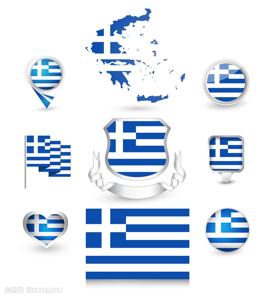 希腊国旗和地图