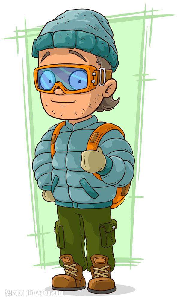 穿羽绒服的卡通男人