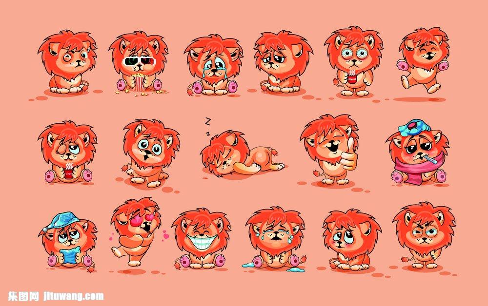各种表情狮子矢量素材下载(图片id:739607)_-卡通形象-矢量素材_ 集