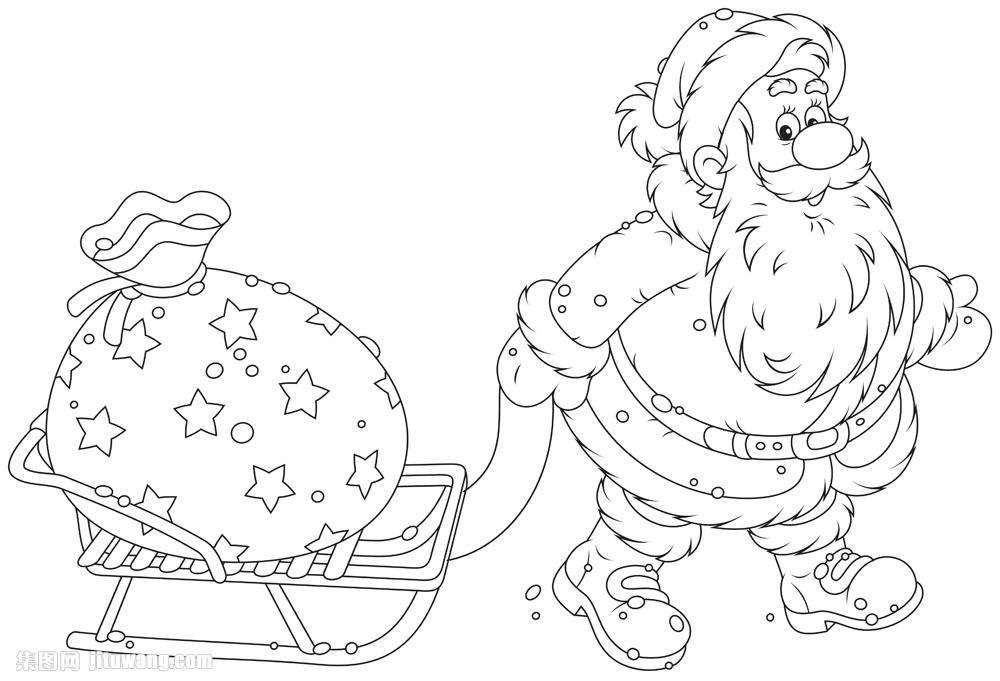 圣诞老人坐雪橇简笔画图片