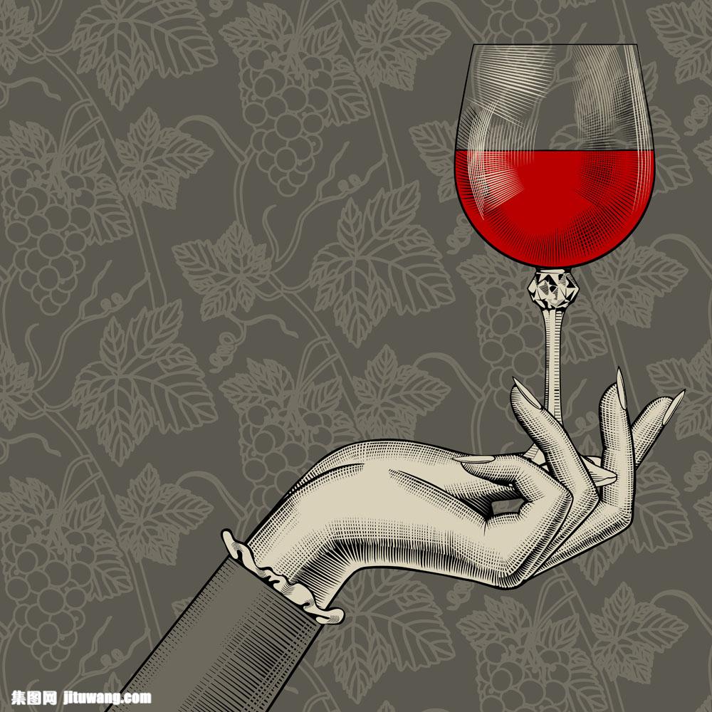 拿红酒的手势图片