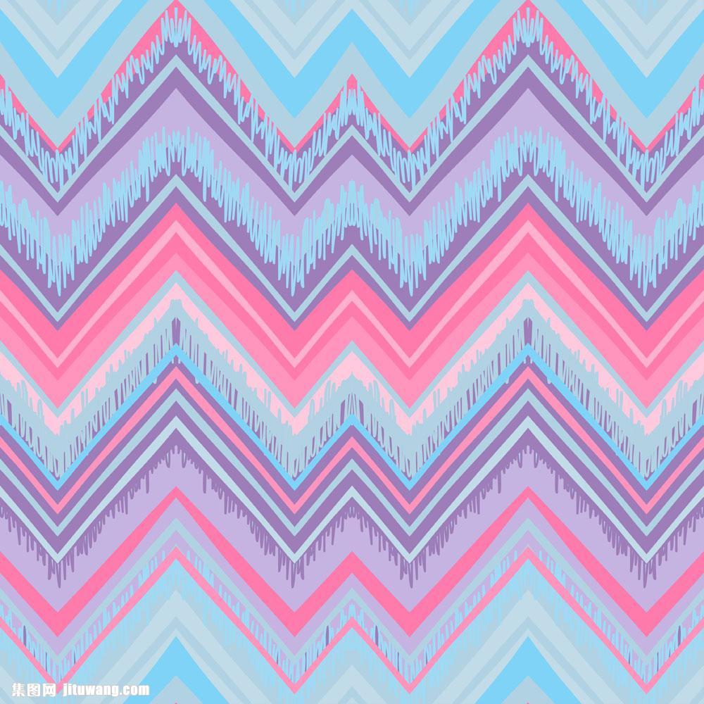 蓝色和粉色折纹民族图案