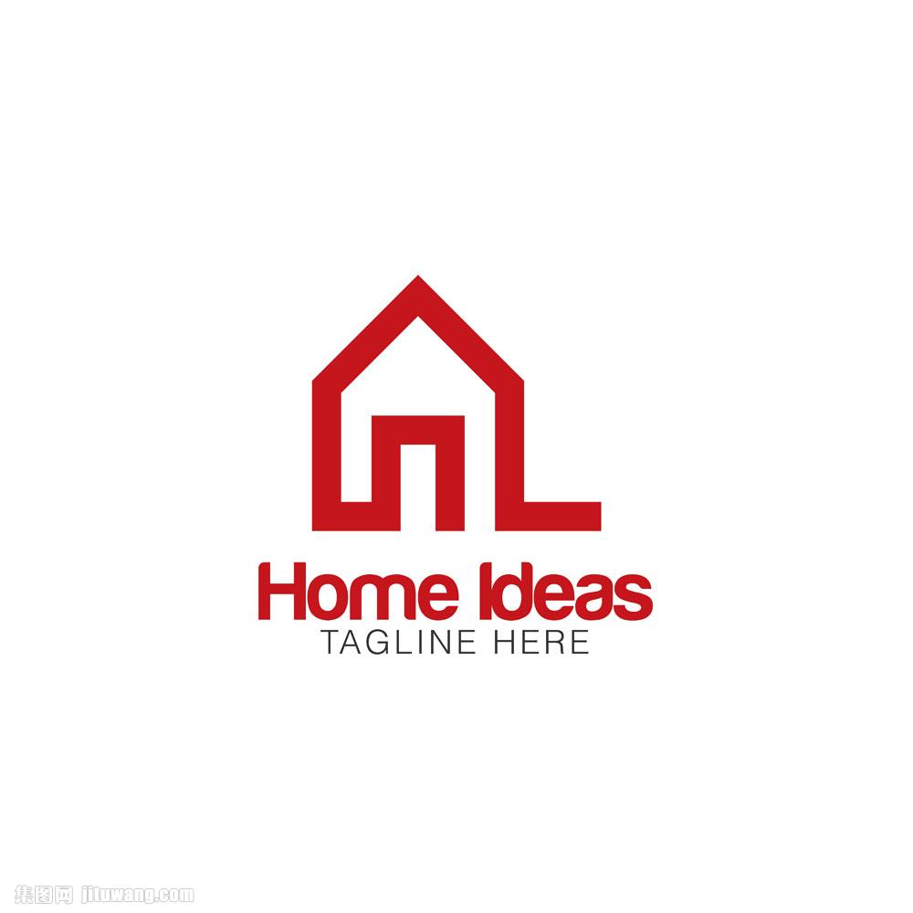 收藏 关键词:红色别墅房屋标志图片下载,个性创意标志,logo设计,创意