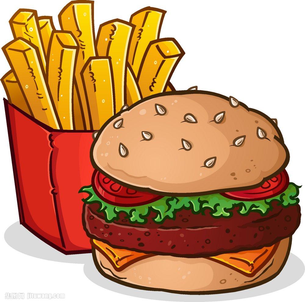 卡通薯条汉堡包矢量素材下载(图片id:760705)