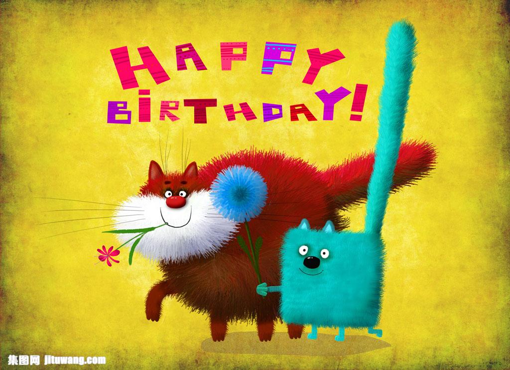 快乐生日小猫图片