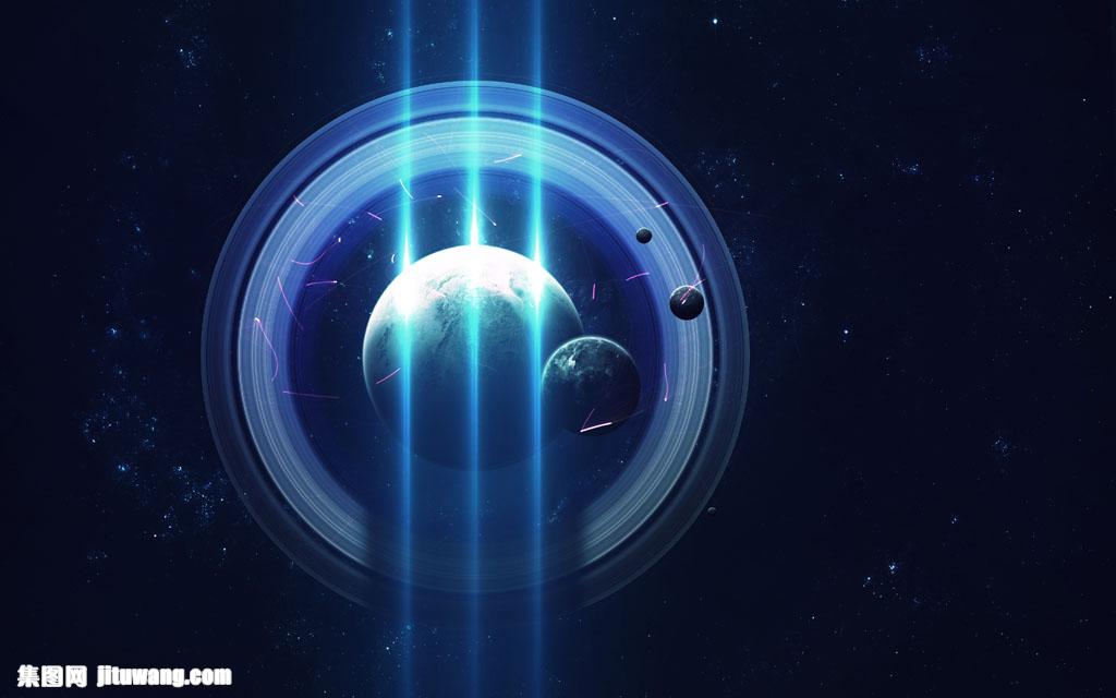蓝色地球飞碟图片