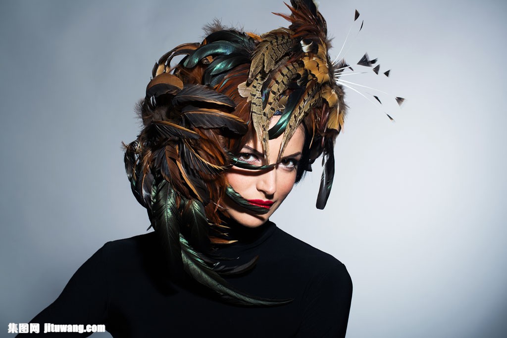 头羽毛的美女模特图图片素材下载(图片id:798055)_-生活人物-图片素材