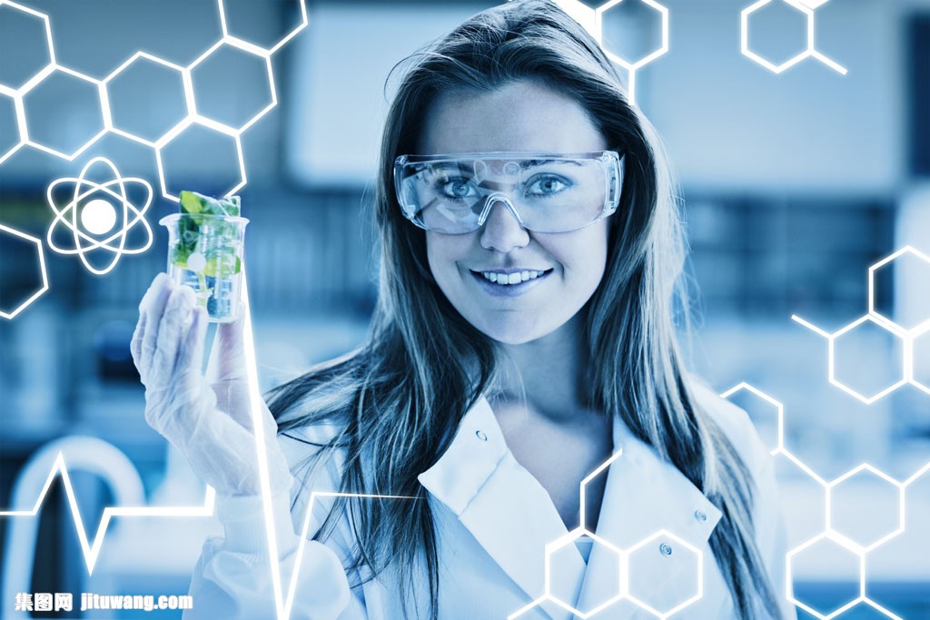 下载,拿着药瓶的女医生图片,药瓶,科学家,分子结构,药物,药瓶,医药,做