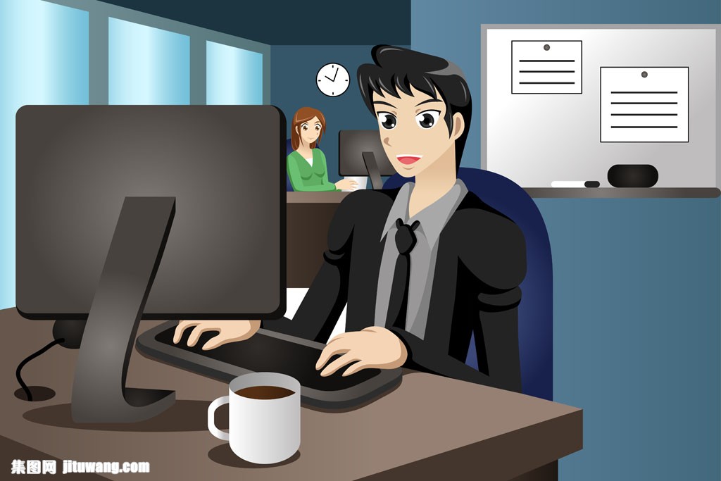 收藏 关键词:打字的职业男性图片下载,职业男性,办公,打字,卡通人物