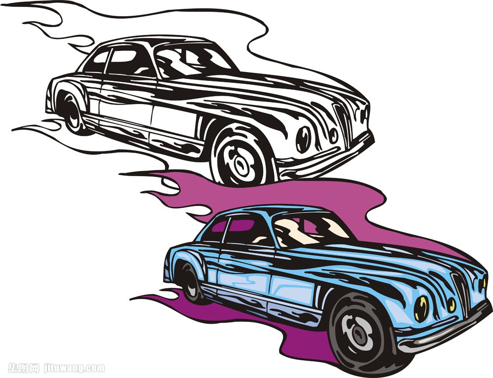 老式轿车漫画图片