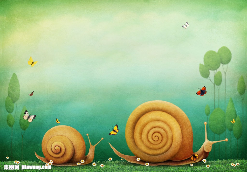 蜗牛可爱卡通图 壁纸图片