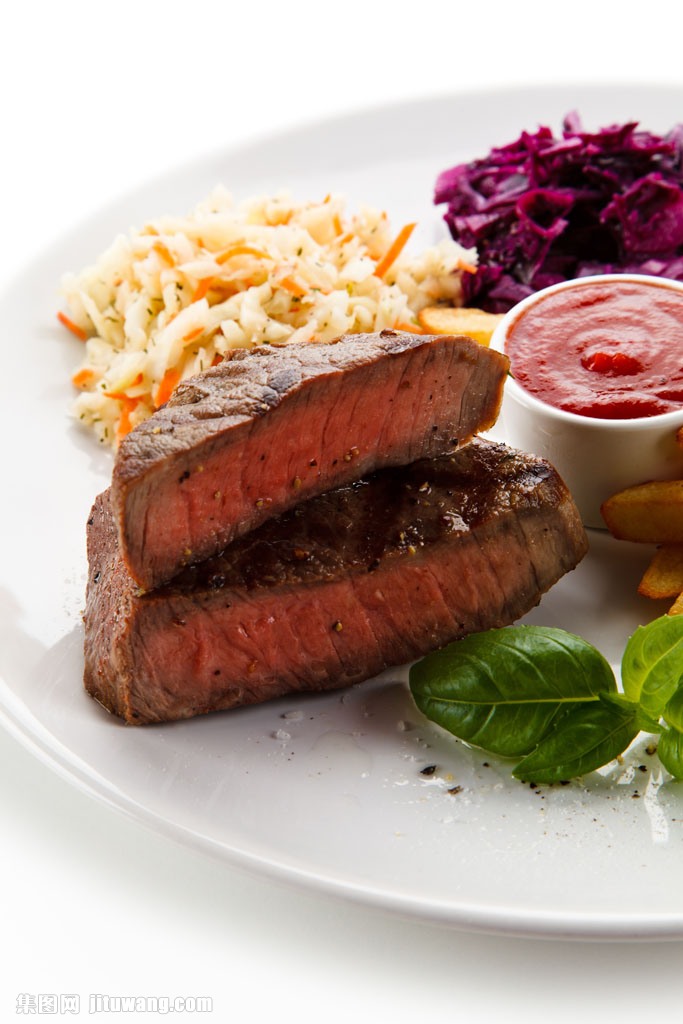 西红柿酱牛排图片