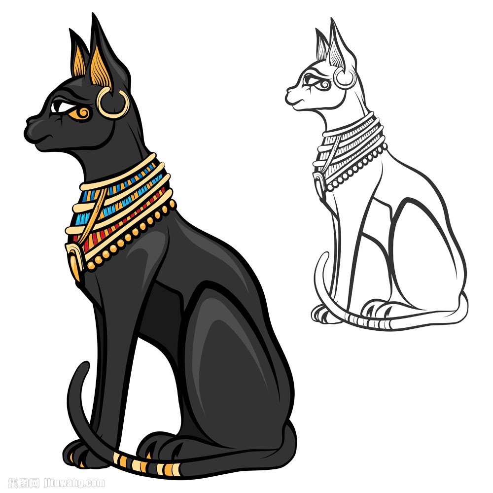 埃及猫咪插画矢量图片,卡通猫,卡通动物漫画,古埃及神话,埃及图腾