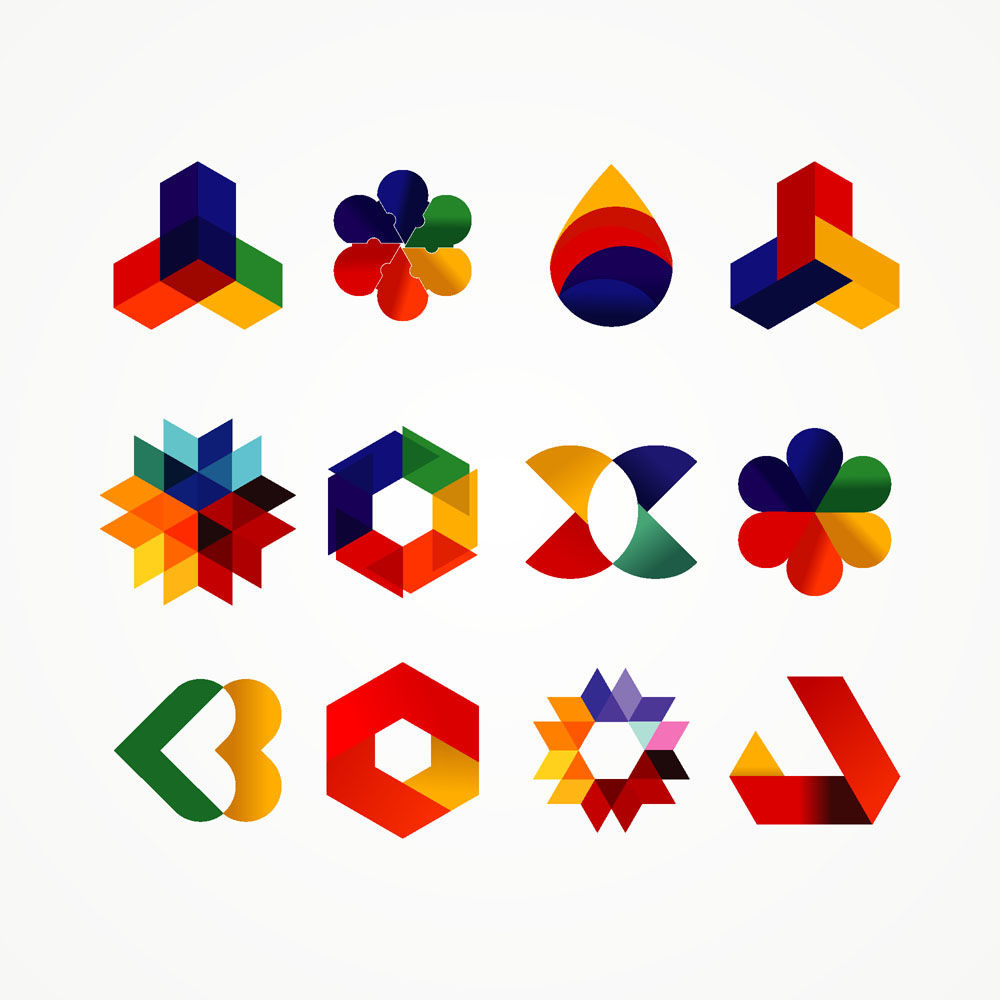 几何图案,折纸丝带,爱心,桃心,梦幻logo设计,商标设计,标志设计,创意