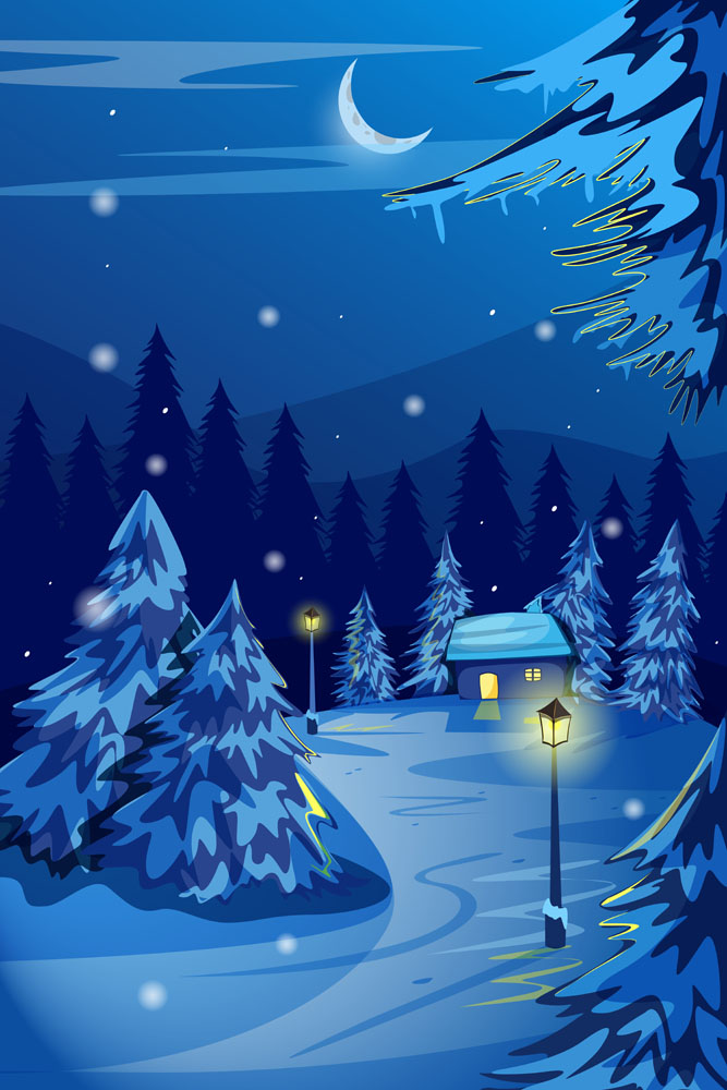 冬天漫画 雪景图片
