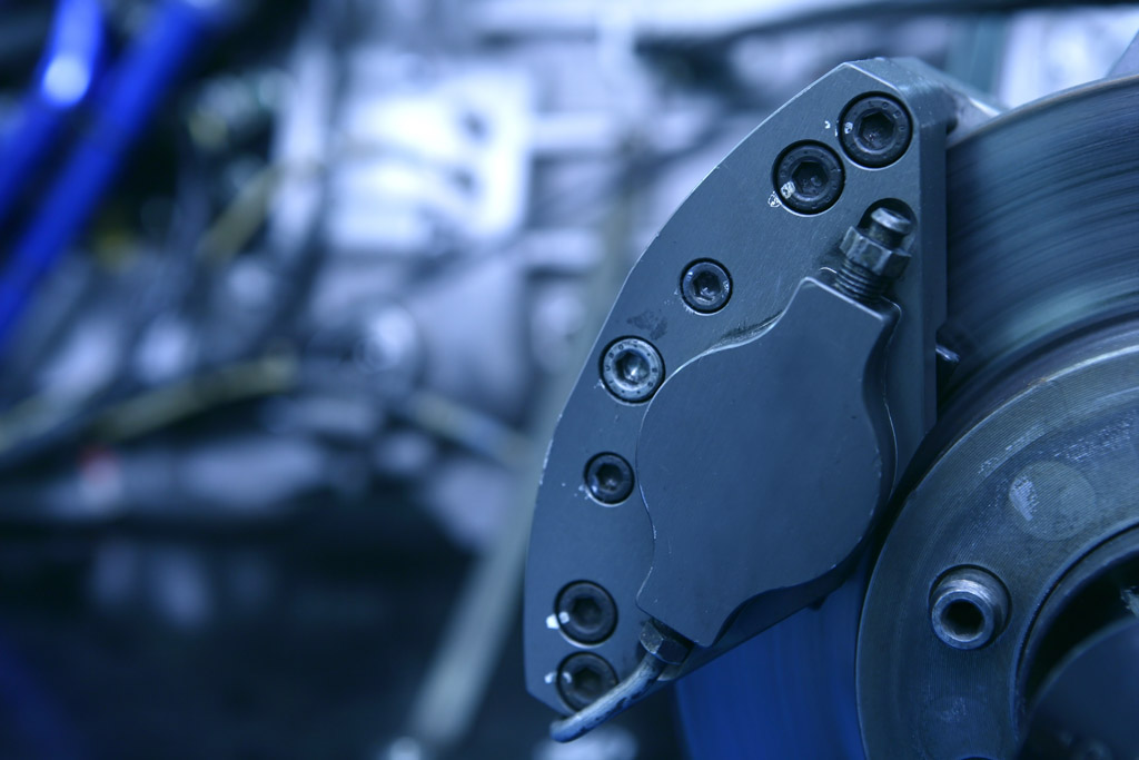 赛车刹车装置特写