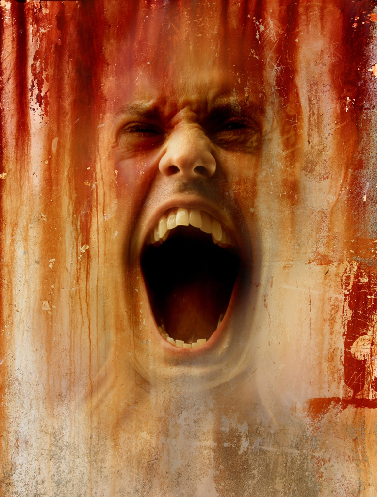 恐怖嚎叫的脸部