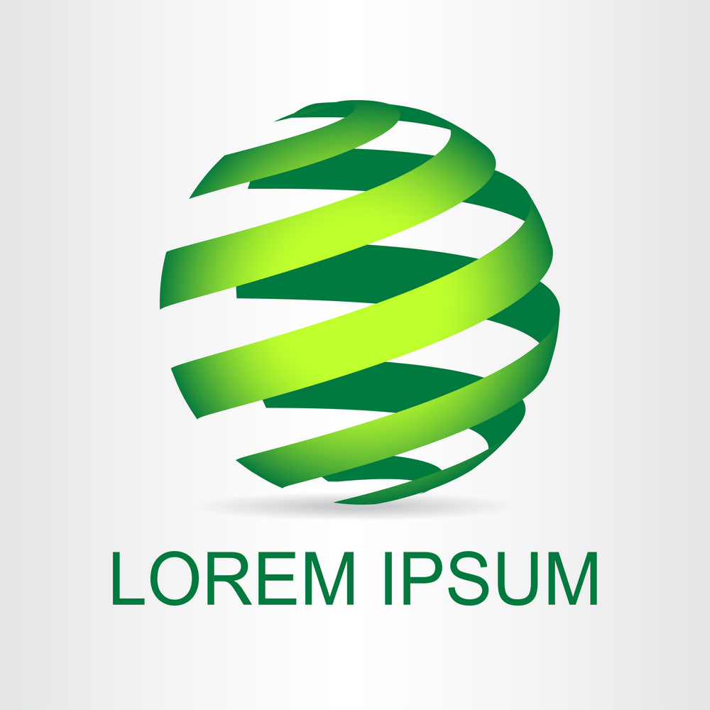 绿色飘带球形标志矢量图片,飘带球形,个性创意标志,logo设计,创意logo