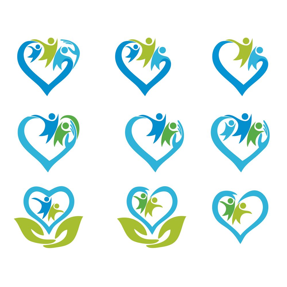 绿叶手势心形人物标志图片下载,个性创意标志,logo设计,创意logo图形