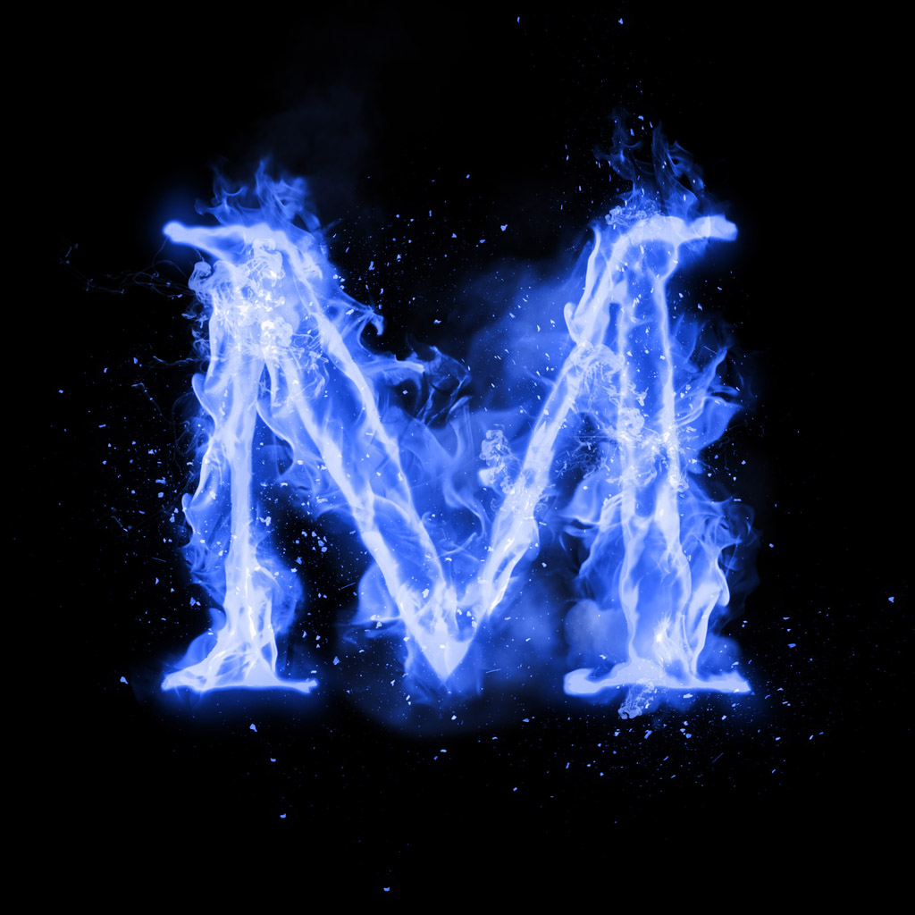 蓝色火焰字母m