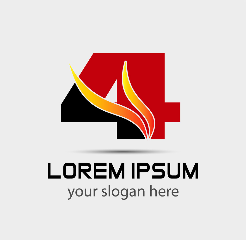 创意彩色数字4logo设计