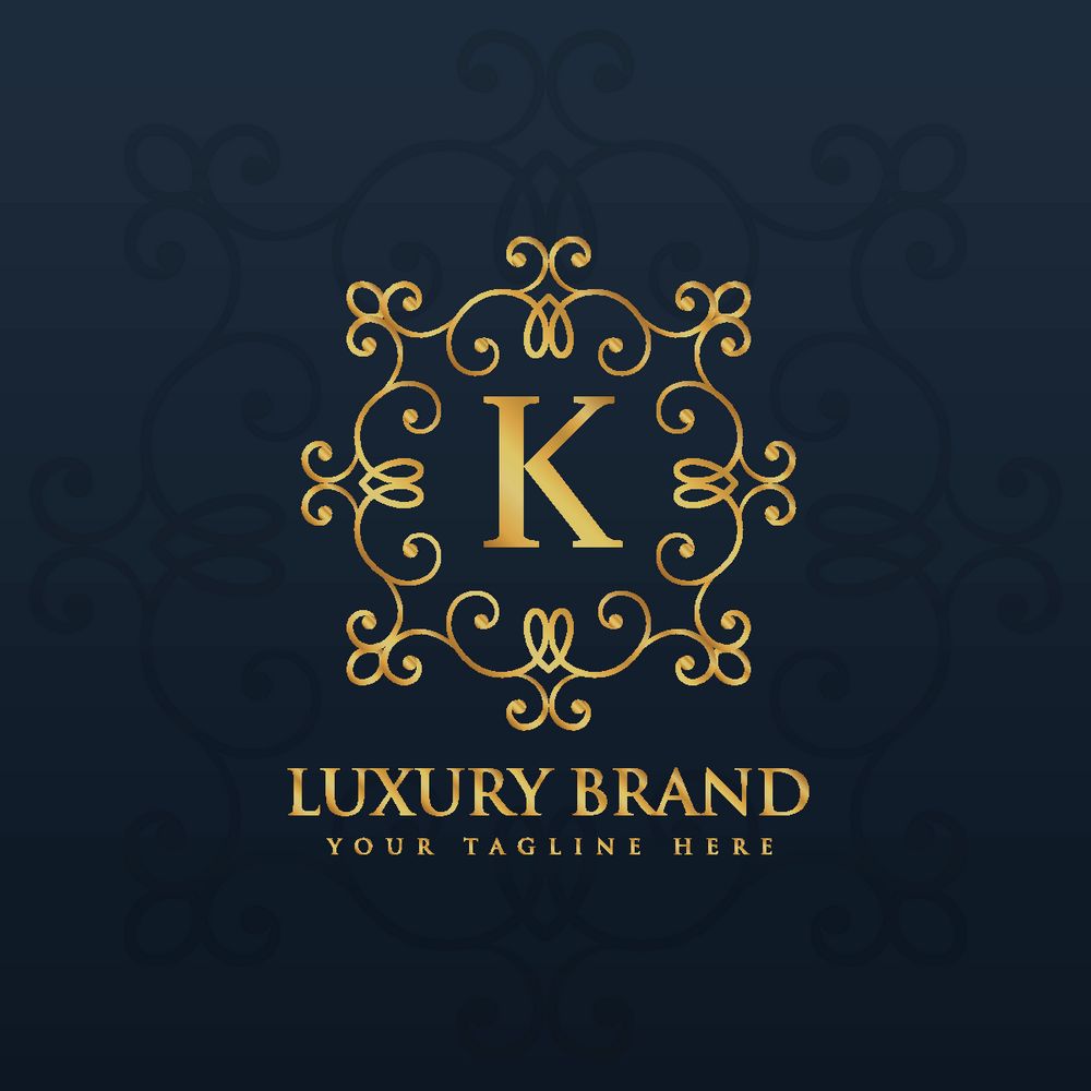 商标设计,企业logo,公司logo,行业标志,标志图标,字母k,金色花纹,其他