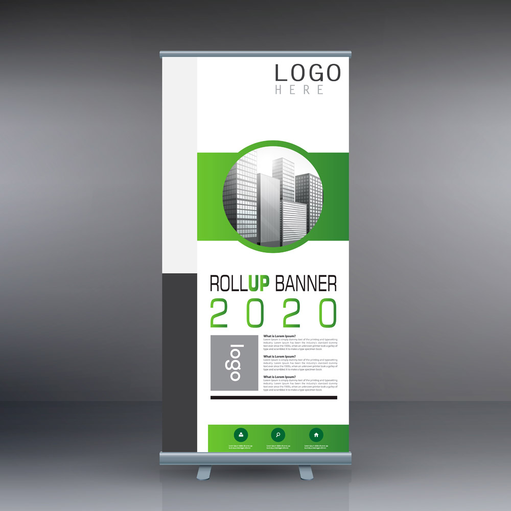 绿色曲线大楼展架矢量素材下载(图片id:1012042)_-x展架|易拉宝-矢量